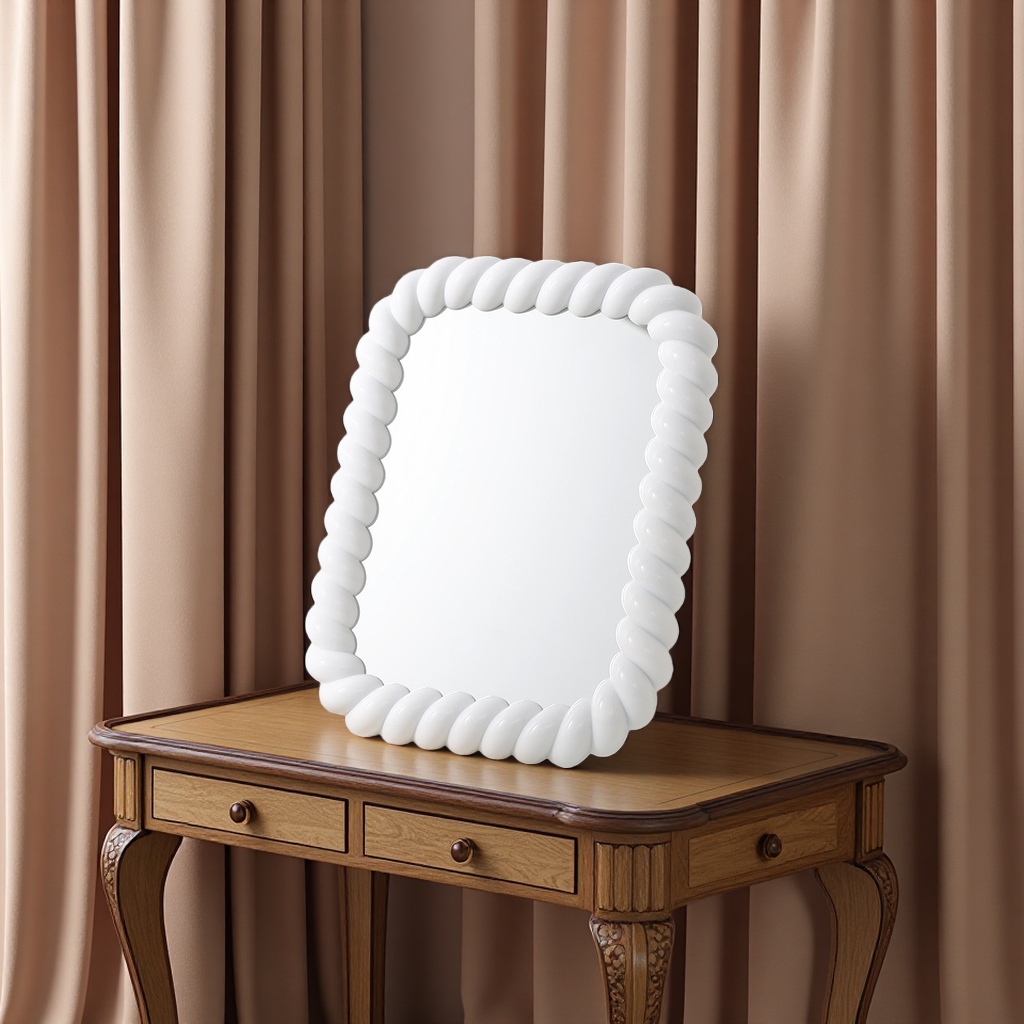 首饰盒化妆镜手持小镜子面包镜多功能便携收纳镜ins风