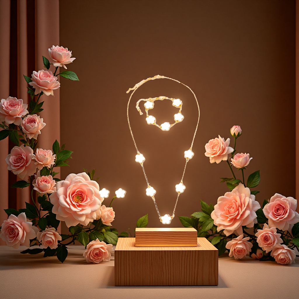 跨境新款幸运五叶草单面合金手链项链耳钉套装小众时尚不褪色