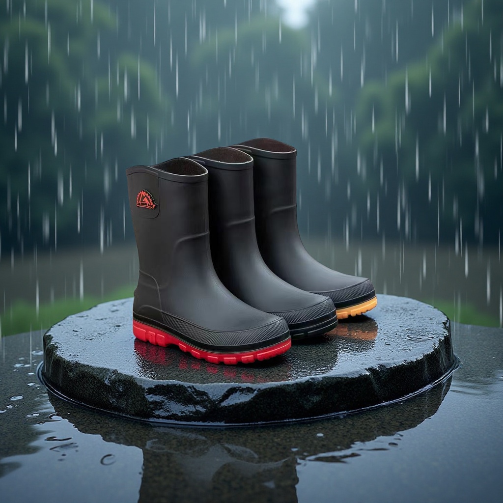 Men's fashionable rain boots, men's summer work safety shoes, cross-border waterproof and breathable details Picture