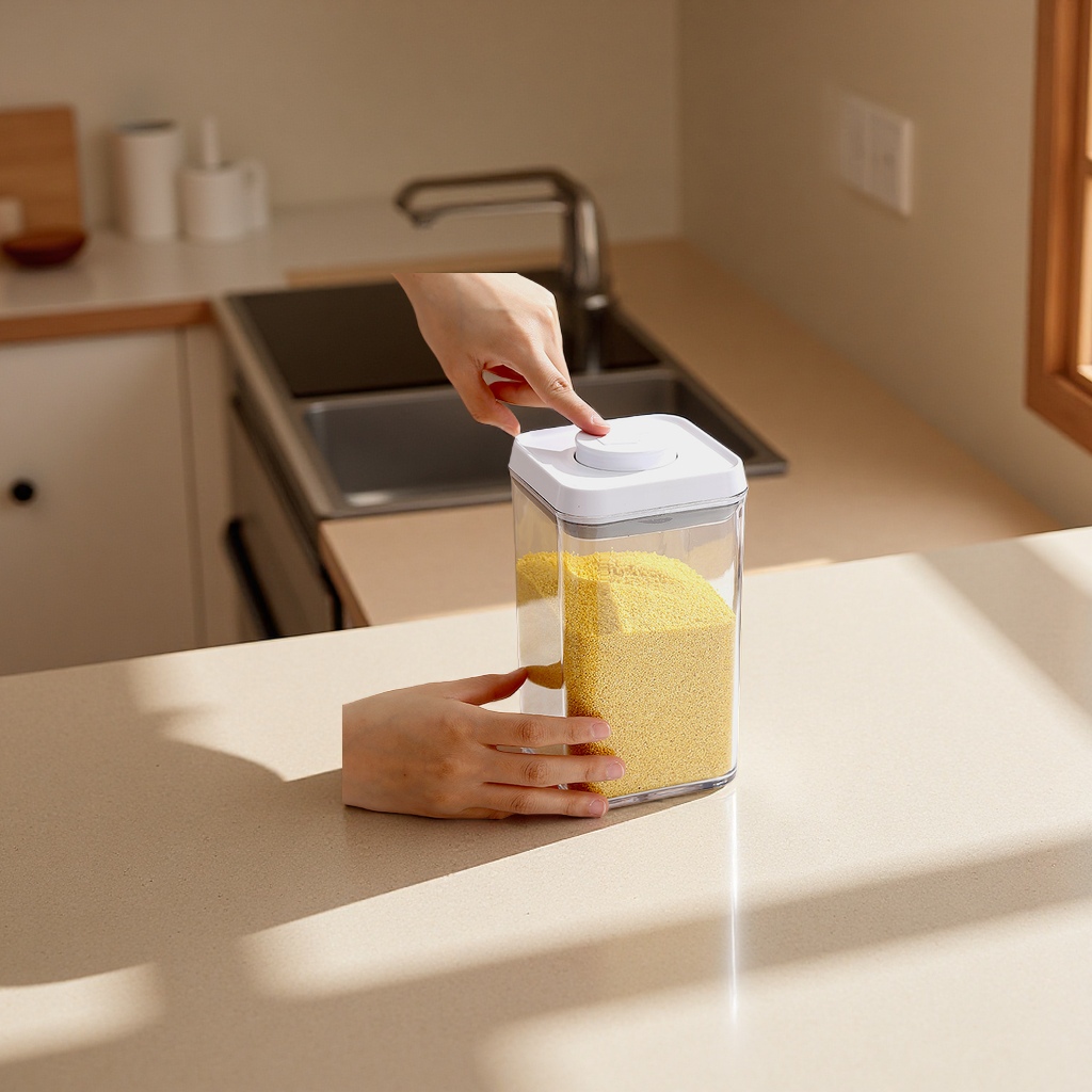 Sealed and press-type food-grade plastic storage jars for grains and cereals, snack and dried fruit storage boxes details Picture