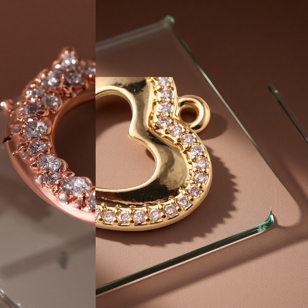 Cross-border hollowed-out heart-shaped pendant bracelet, alloy diamond-encrusted jewelry accessory, zircon earrings necklace details Picture