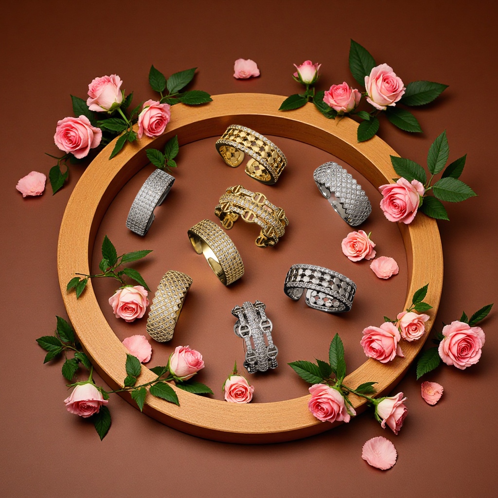 欧美嘻哈铜镶锆石戒指小众夸张男女同款百搭开口潮流猪鼻子高级感