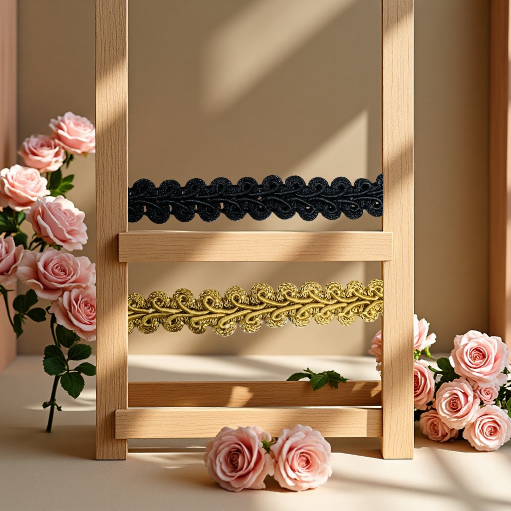Exquisitely sewn polyester herringbone lace decorative strips Item Picture