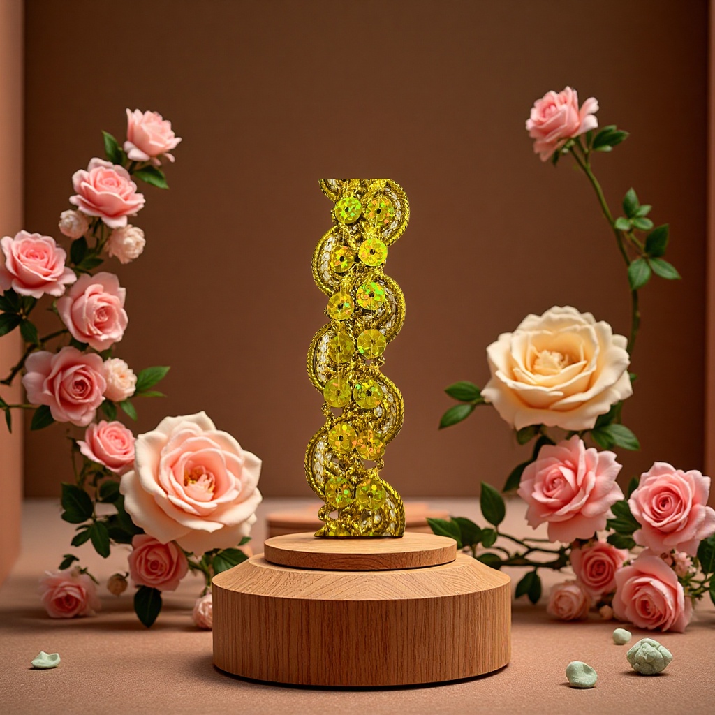 珠片金银花边装饰 精致边饰 纹样点缀 时尚点缀