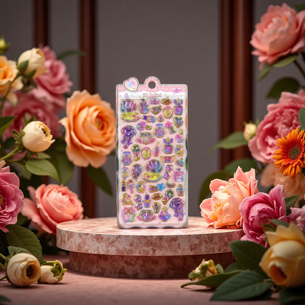 跨境日系可爱卡通浮雕儿童钻贴DIY贴纸