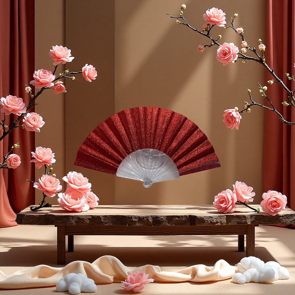 非遗手工折扇空白团扇塑料团扇简约风送礼佳品