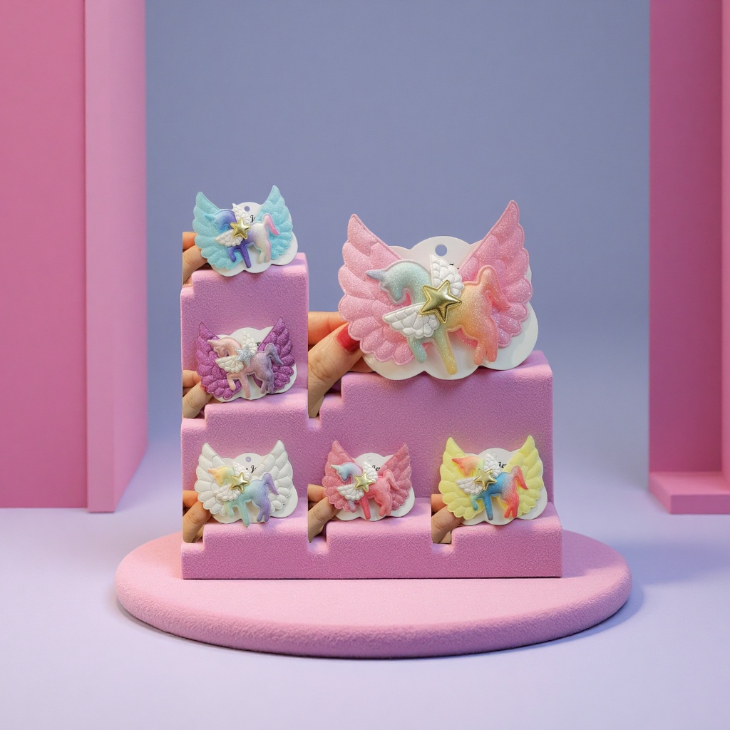 Angel Wings Unicorn Hair Clip, cross-border children's hair accessory manufacturer, back clip