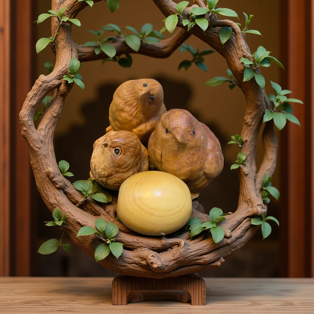 崖柏木雕仿真鸟窝6佛具摆件工艺品