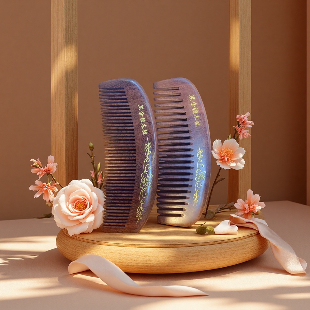梳子气垫檀木梳醋酸梳洗头梳天然木质按摩养发