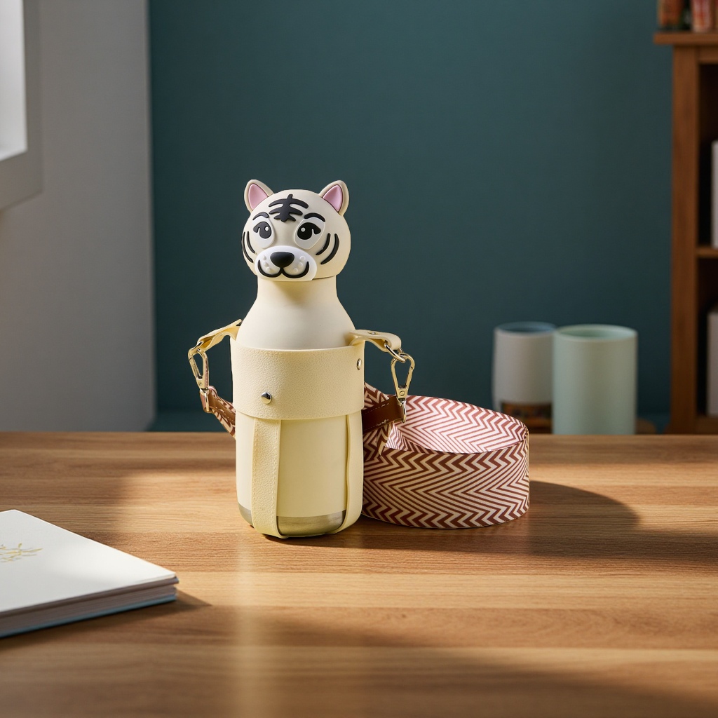 Children and students' creative cartoon animal head insulated cup 450ML new model wholesale cross-border plastic bottle and pot packaging Application Scenario