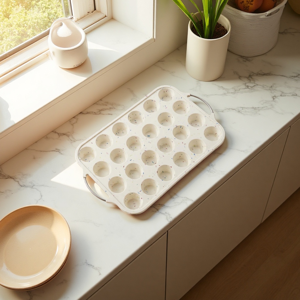 跨境包钢加固圆形硅胶烤盘24连马芬杯模具家用烘培工具不粘蛋糕模