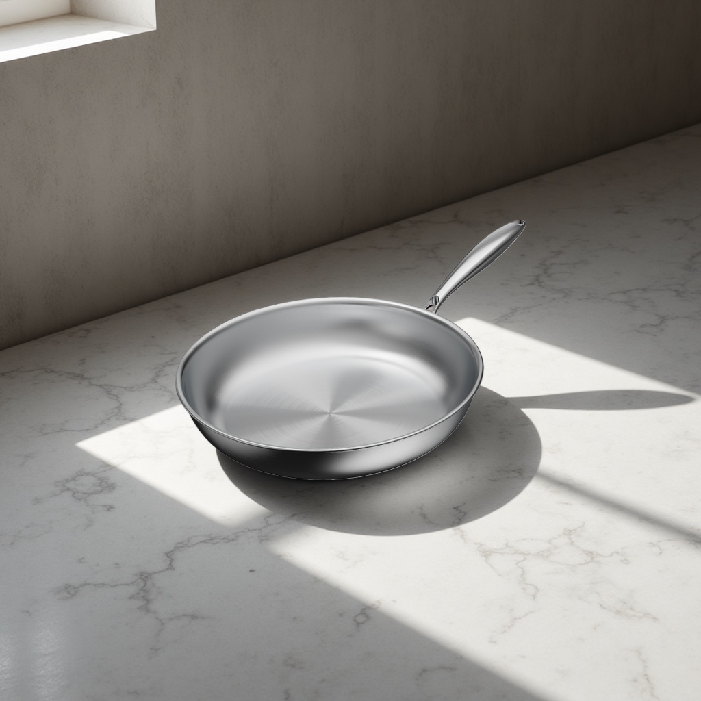 Stainless steel diagonal frying pan without coating, home and commercial steak pan, Amazon cross-border export three-layer steel frying pan Item Picture