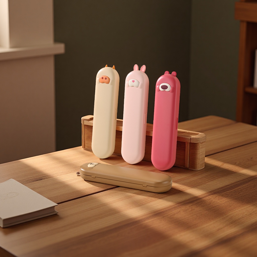 304 stainless steel portable tableware set, cartoon and cute three-piece set, for students and children details Picture
