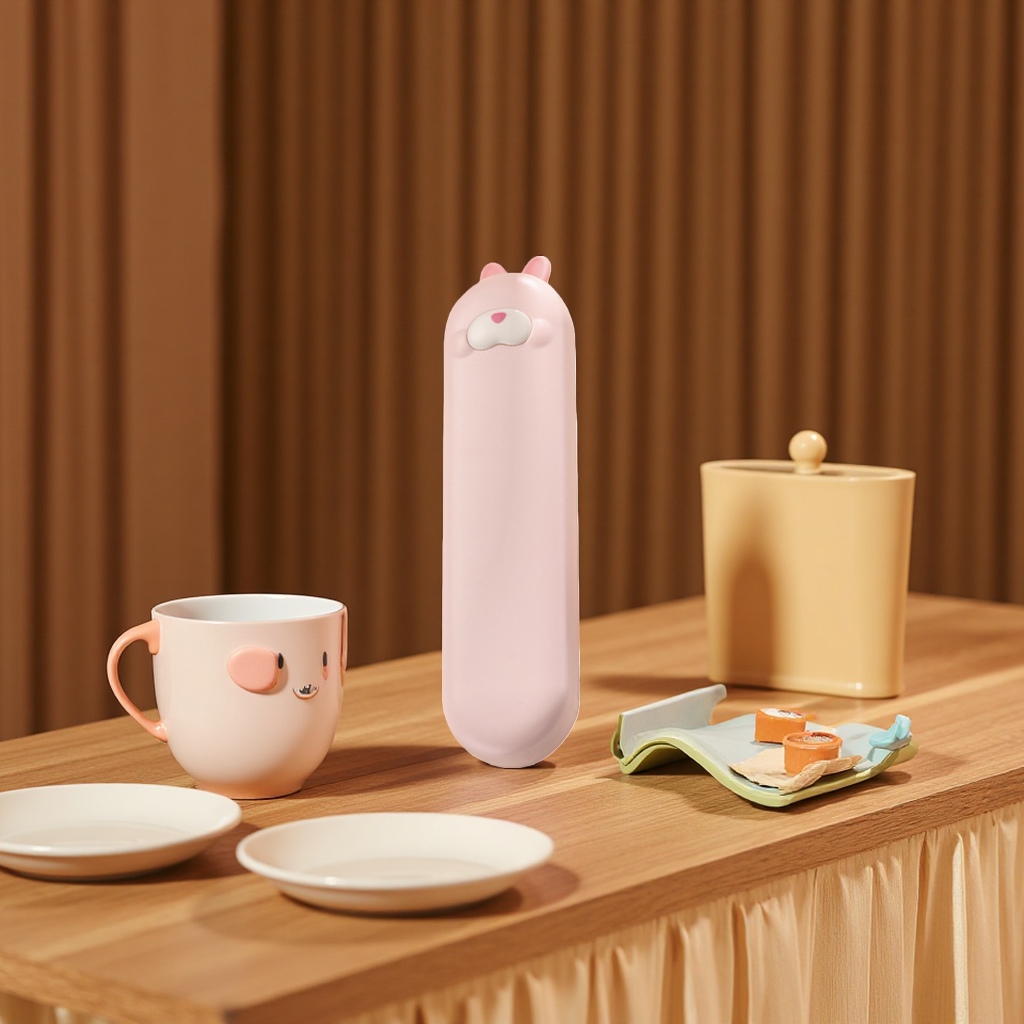 304 stainless steel portable tableware set, cartoon and cute three-piece set, for students and children Item Picture