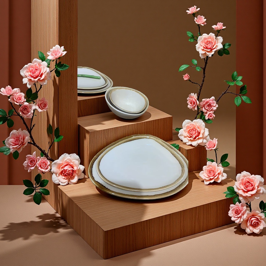 New 2026 colored glaze yellow-edged irregular-shaped dinner plates, hotel restaurant plates and small bowls Specification image