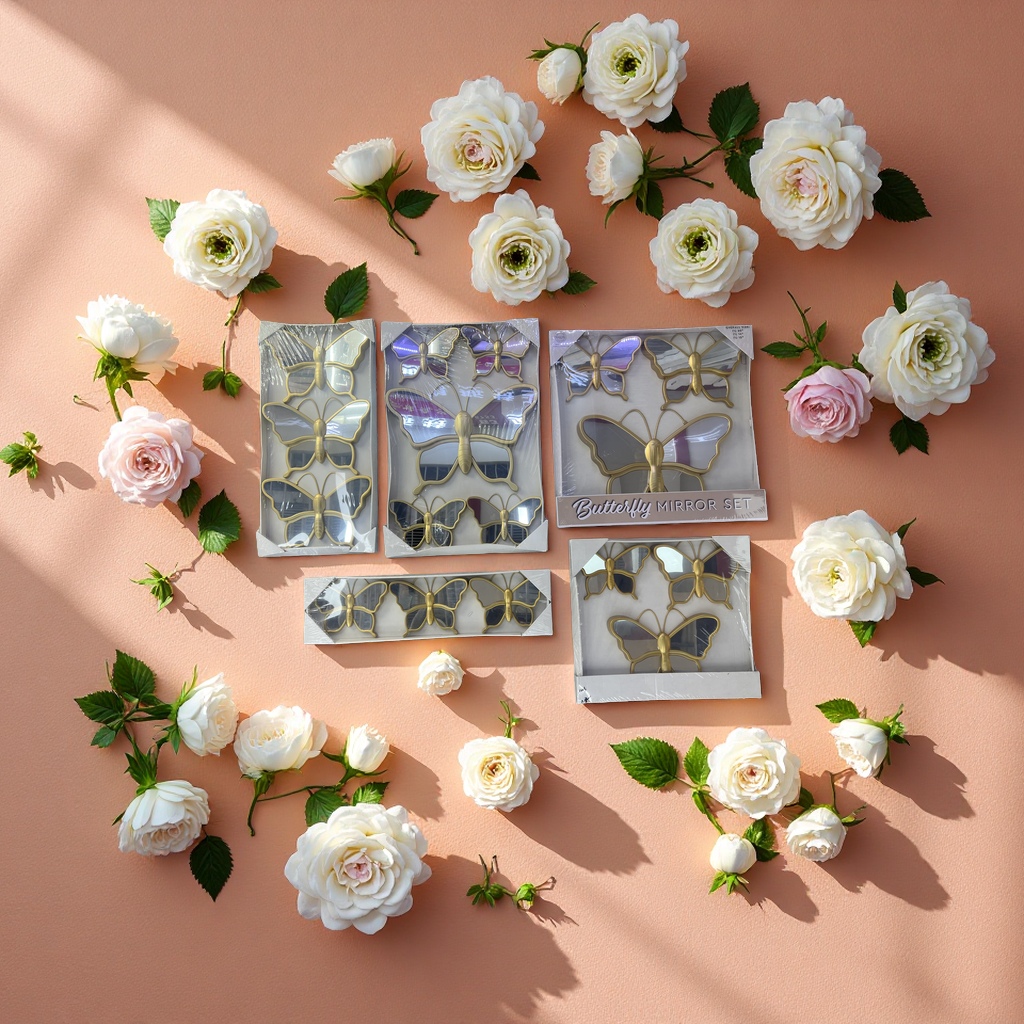 新款南美爆款蝴蝶套装镜子镜框镜子亚克力镜片镜框镜子装饰镜子