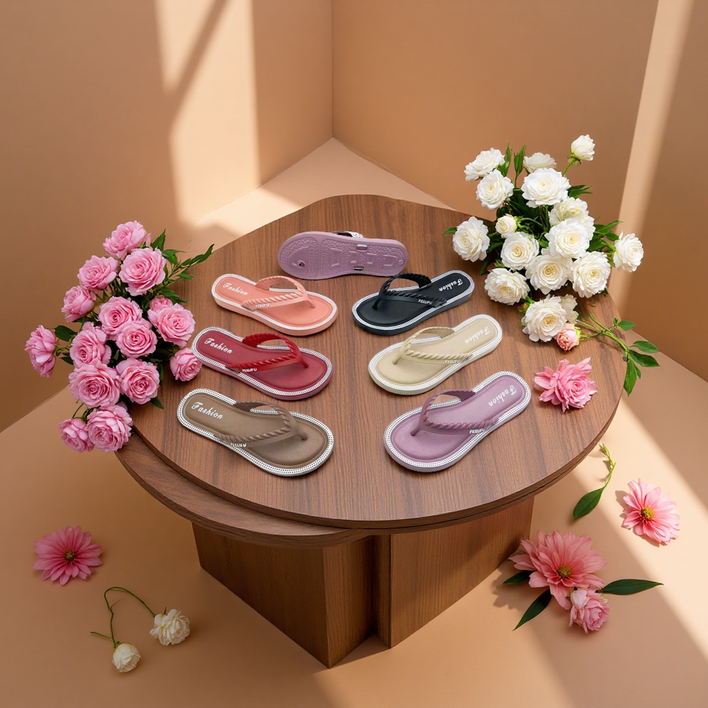 Flip-flops, anti-slip bathroom slippers, soft and comfortable home furnishings details Picture