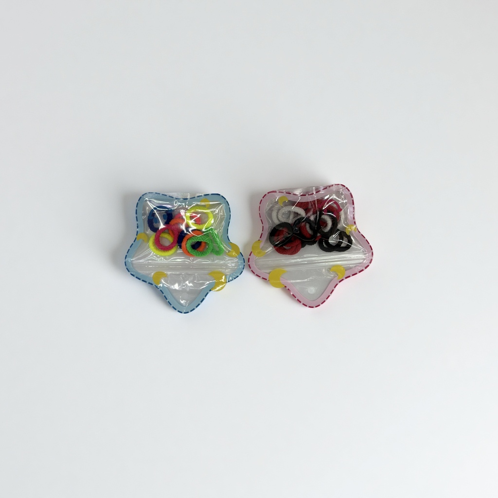 New cartoon creative and cute star-shaped bagged children's towel ring hair accessory, 25 pieces of high-elasticity hair tie