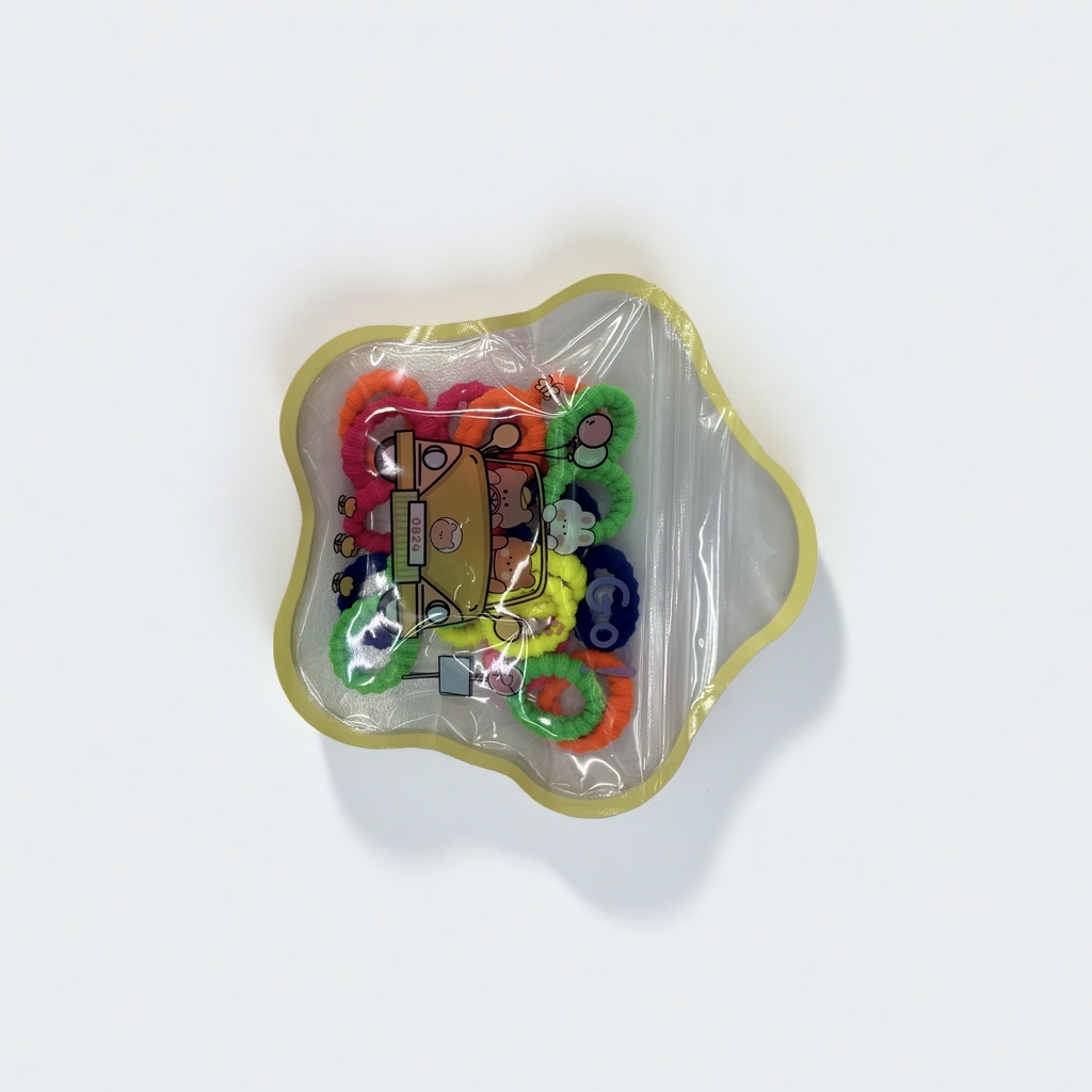 New cartoon creative and cute star-shaped bagged children's towel ring hair accessory, 25 pieces of high-elasticity hair tie Application Scenario