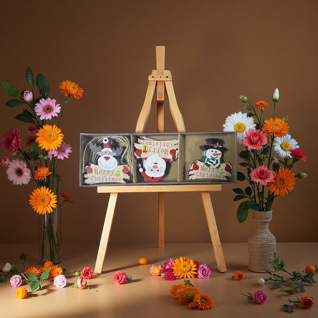 圣诞木片挂饰手工装饰节日装饰品 Diy 装饰材料产品图