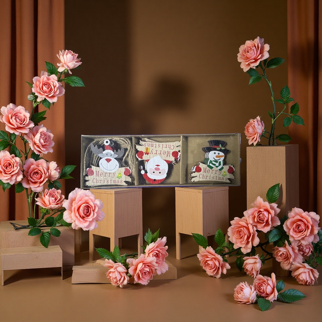 圣诞木片挂饰手工装饰节日装饰品 Diy 装饰材料