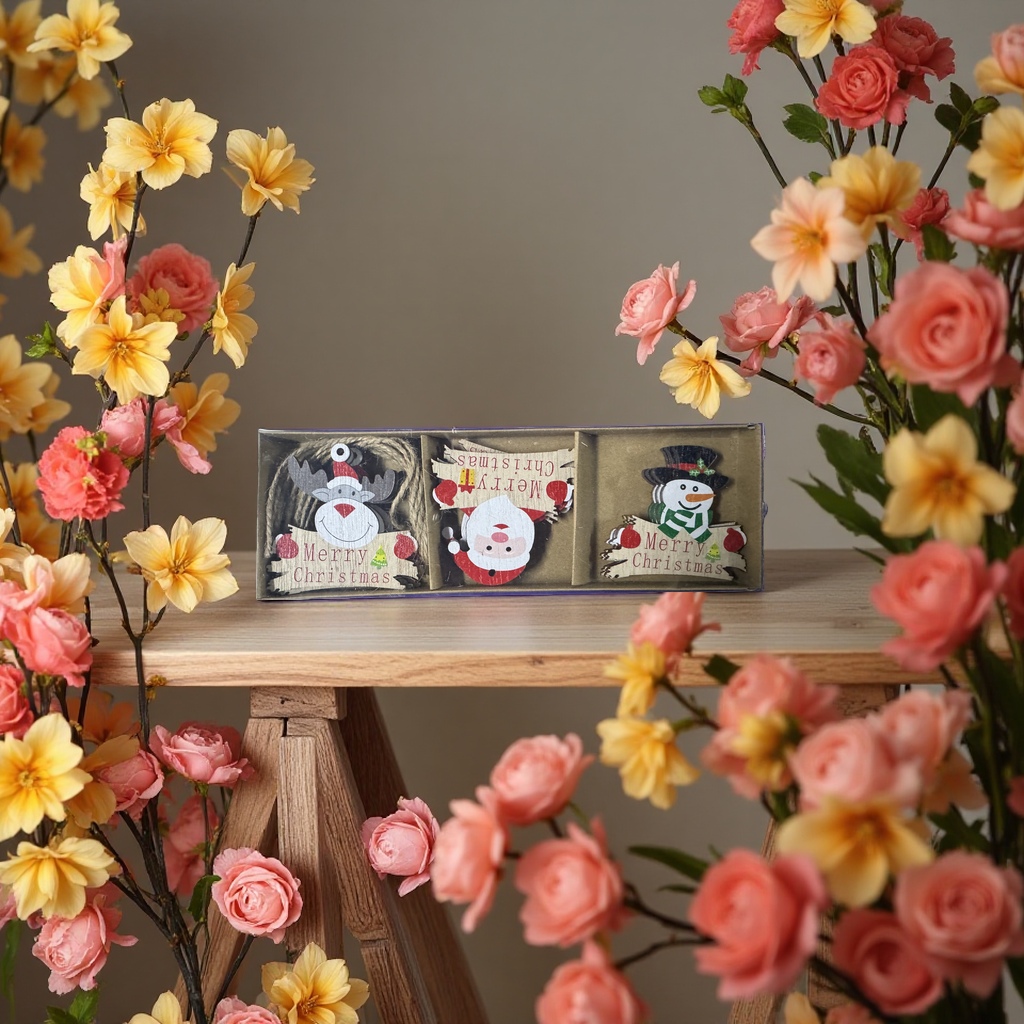 圣诞木片挂饰手工装饰节日装饰品 Diy 装饰材料细节图