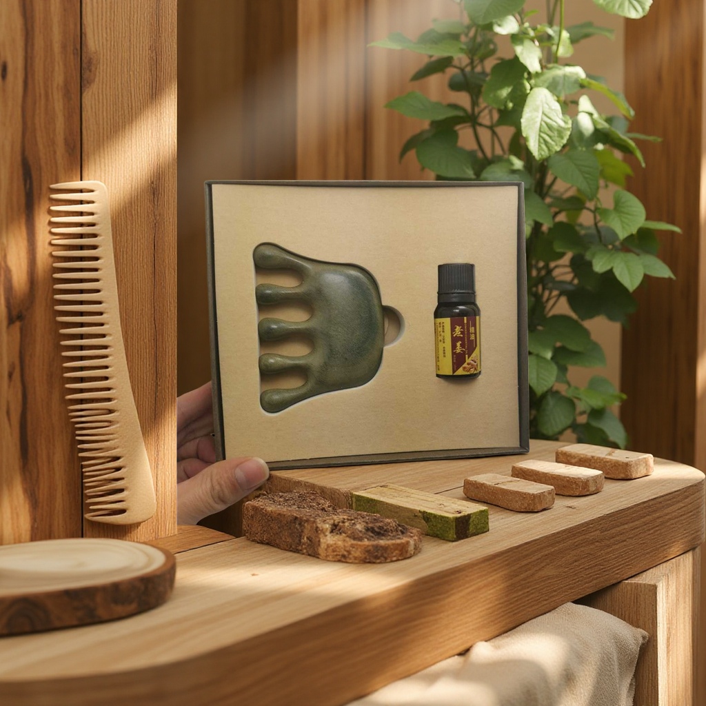 阿根廷进口绿檀木梳配精油套装