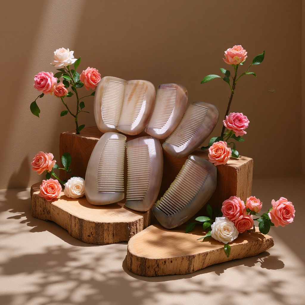 天然羊角梳梳子气垫檀木梳醋酸梳洗头梳天然木质按摩柔顺