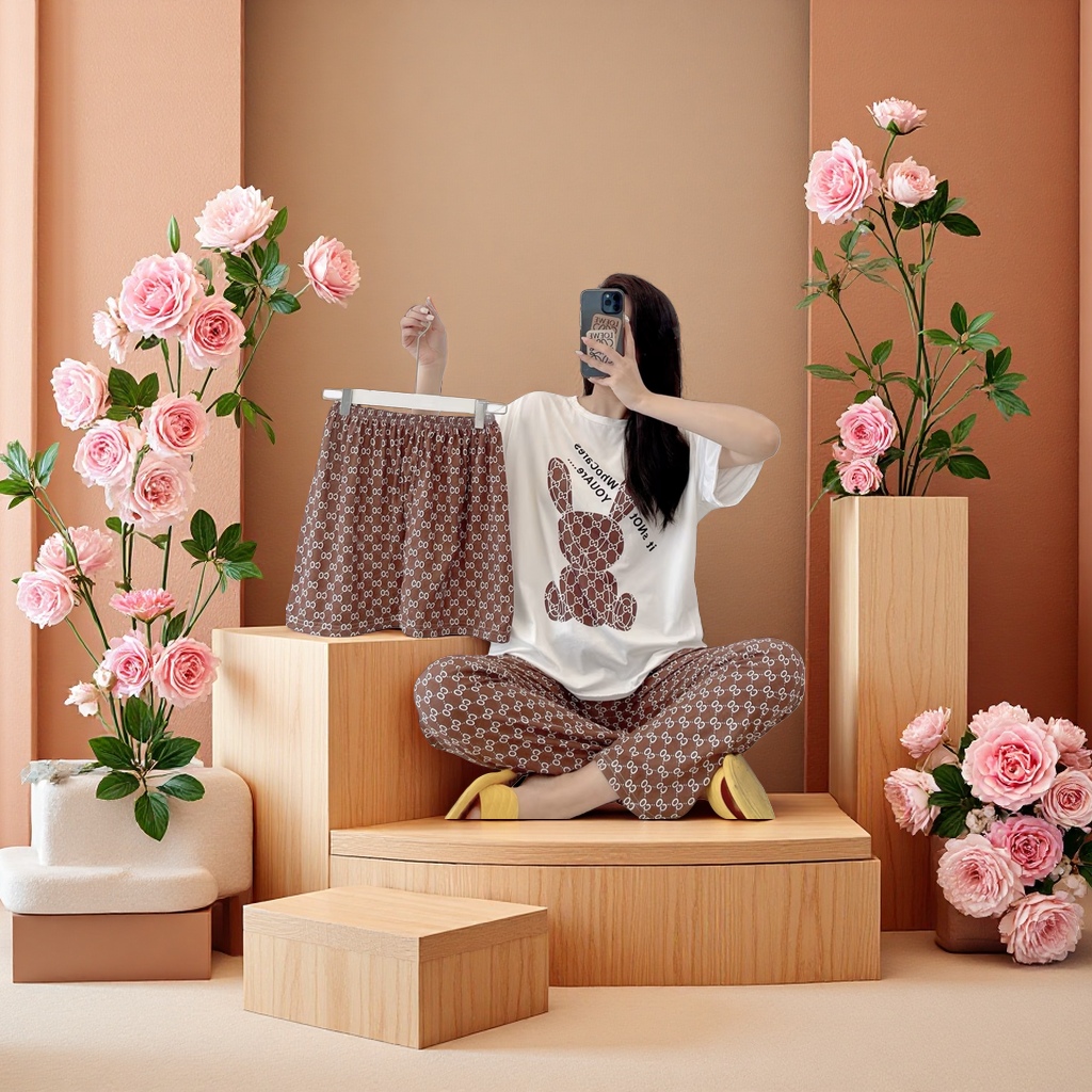 A comfortable cotton pajama three-piece set for home casual warmth, suitable for both home and travel details Picture