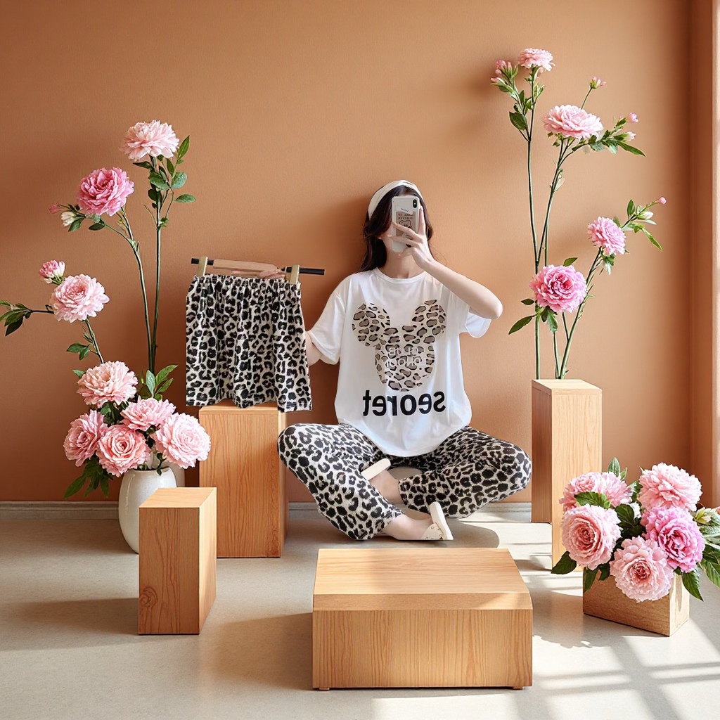 A comfortable cotton pajama three-piece set for home casual warmth, suitable for both home and travel