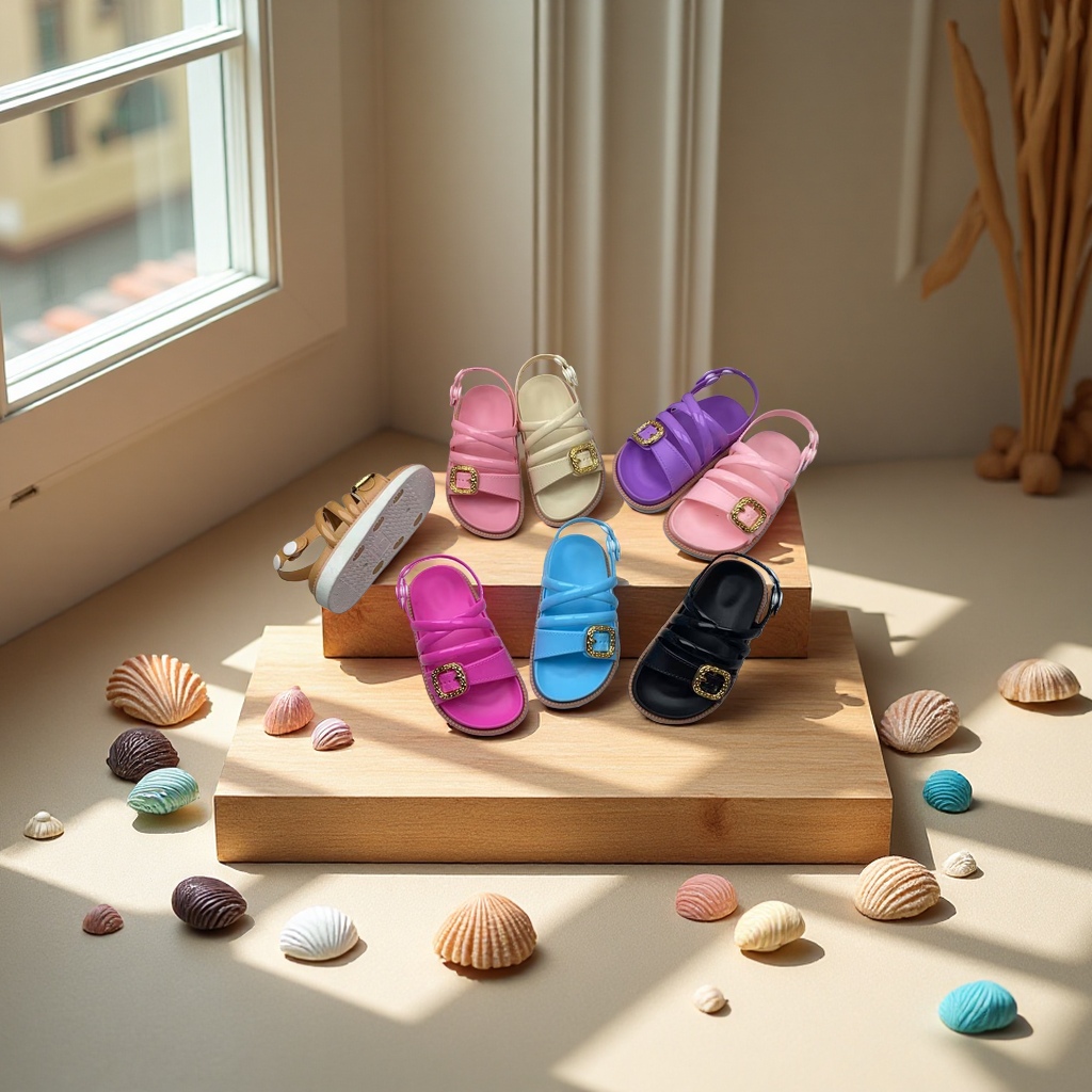 魔术贴搭扣儿童凉鞋珍珠网纱玛丽珍鞋沙滩鞋透气舒适防滑