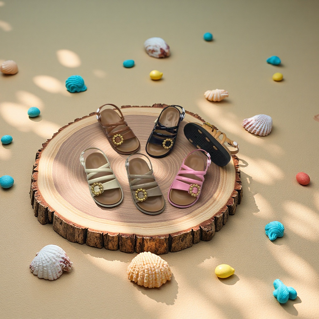 魔术贴搭扣儿童凉鞋珍珠网纱玛丽珍鞋沙滩鞋透气防滑