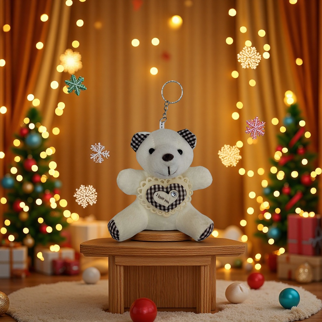 Colgante de peluche de oso con corazón llavero bonbon colgante Specification image