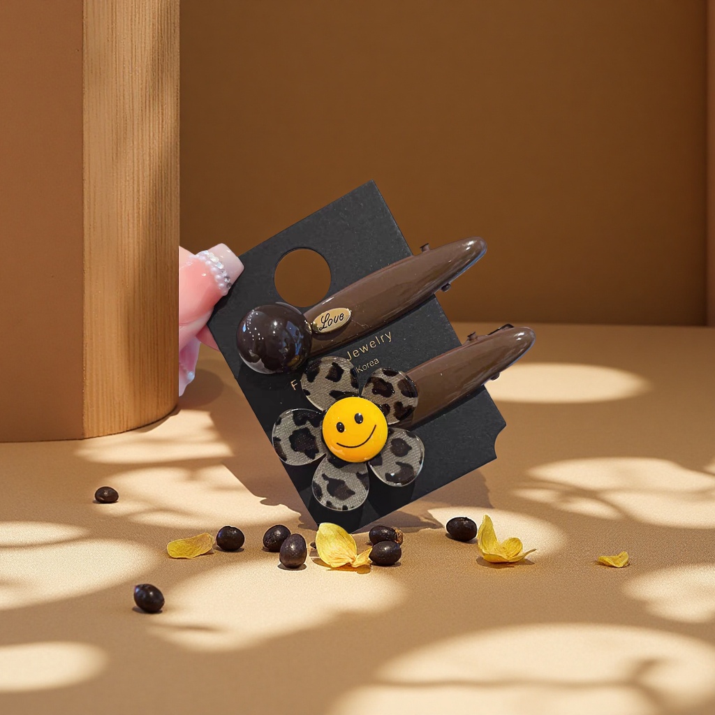 Sunflower clip, cute cartoon hair clip, fashionable hair accessory for female students, pink clip