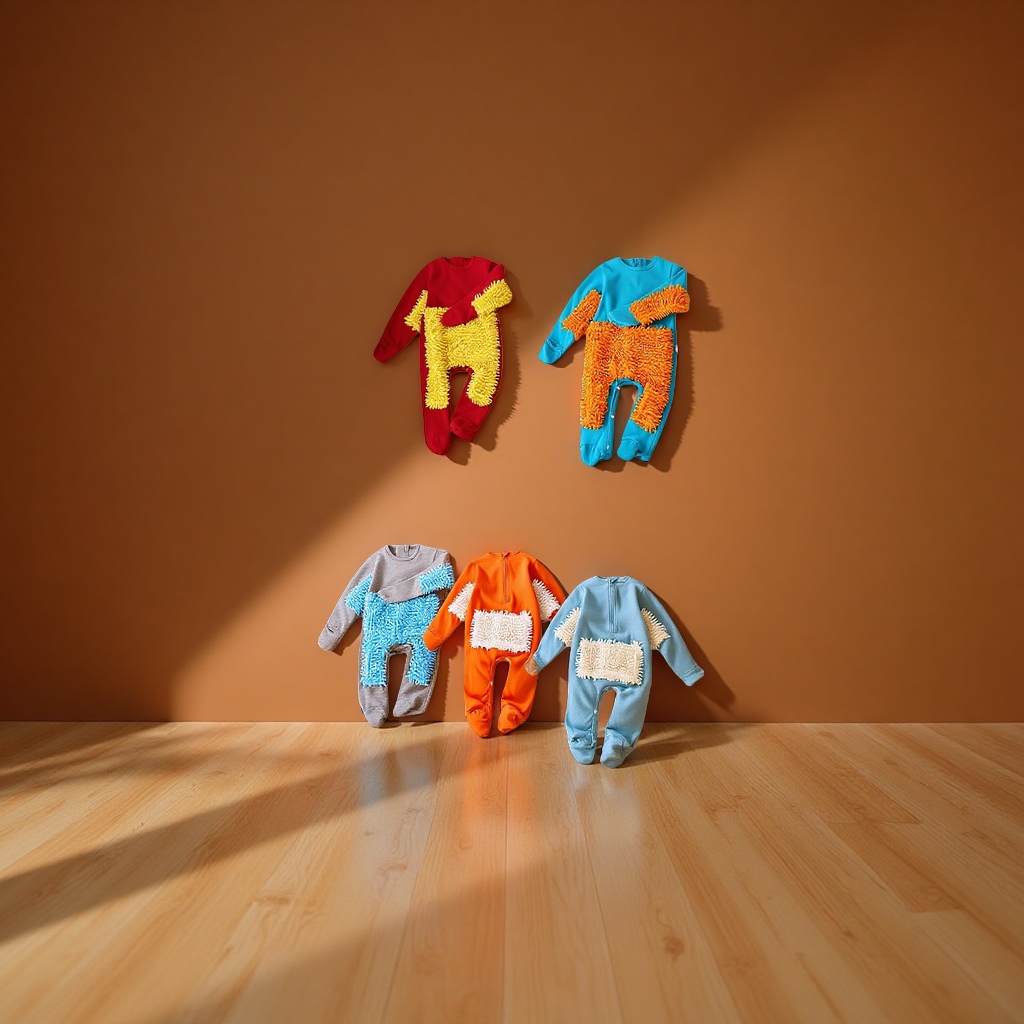 宝宝拖地爬爬服拖把侠连体衣防脏神器擦地板爬行服