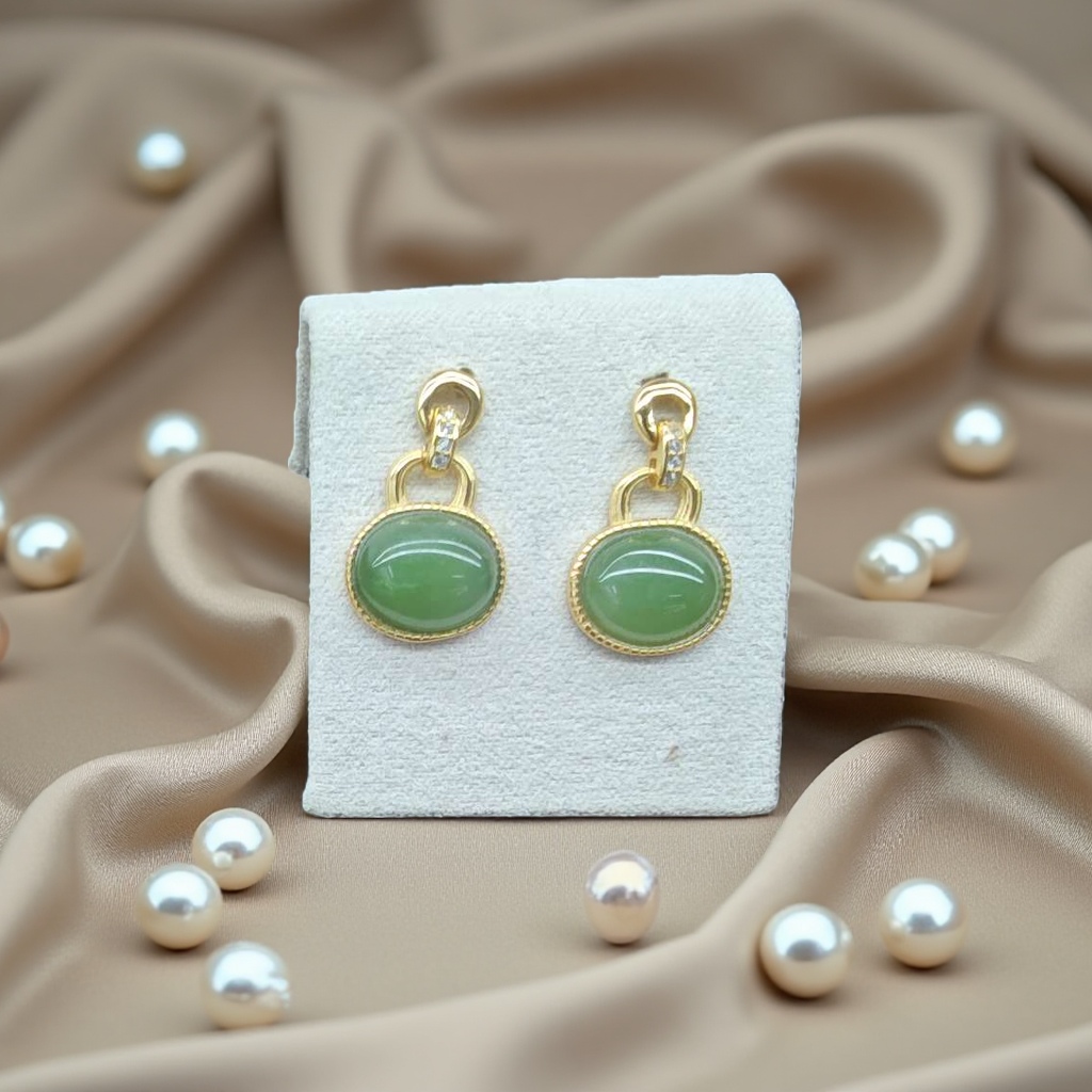 金镶玉银加碧玉时尚耳环潮流女款系列产品图