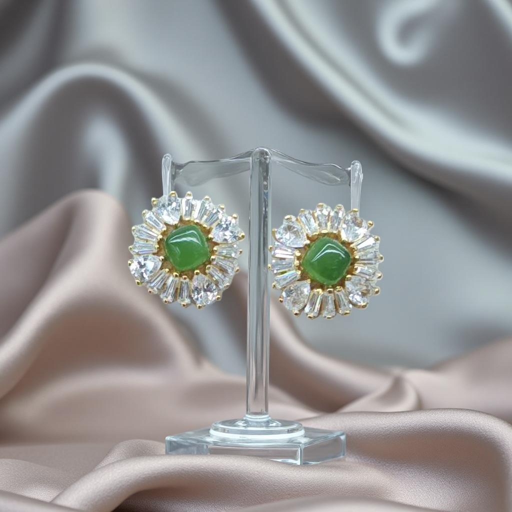 天然玉石耳饰实物图