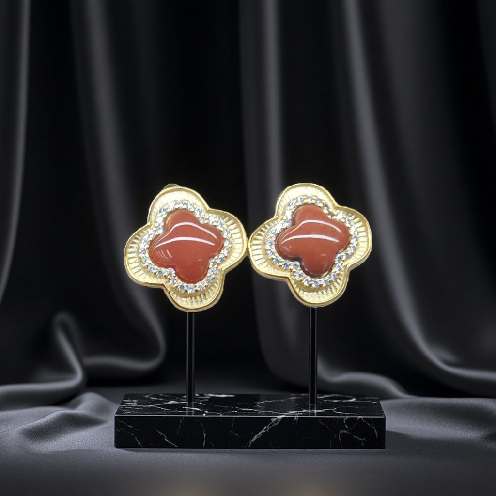 时尚耳钉银加南红潮流女款系列细节图