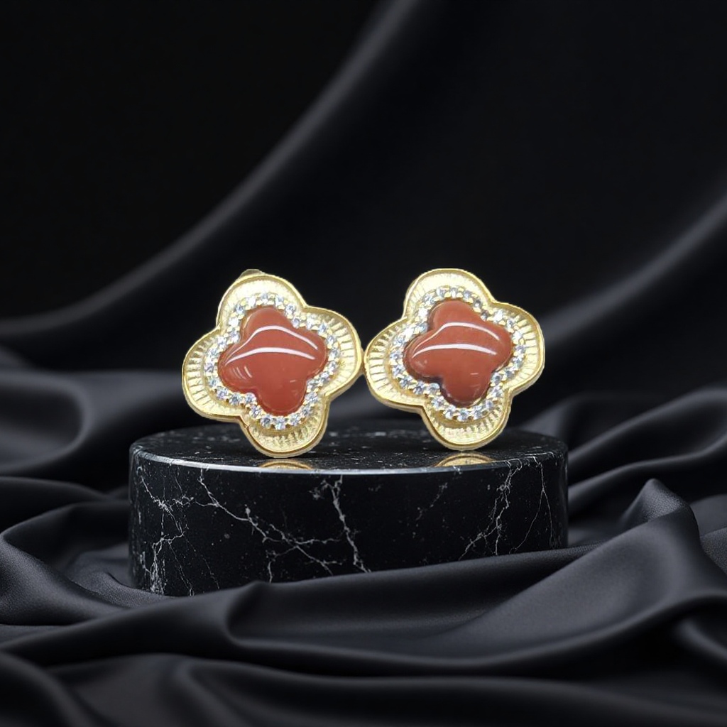 时尚耳钉银加南红潮流女款系列产品图