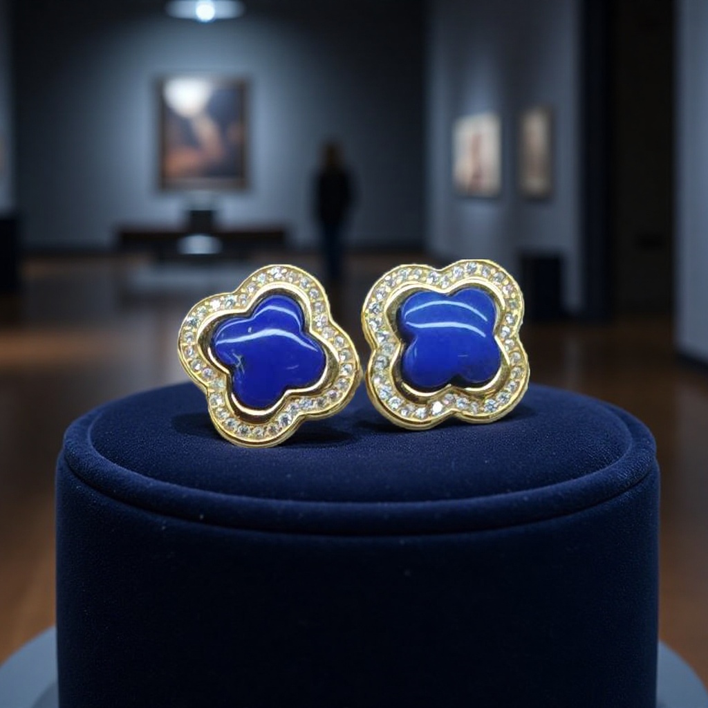 饰品耳钉银加青金石时尚潮流女款系列产品图