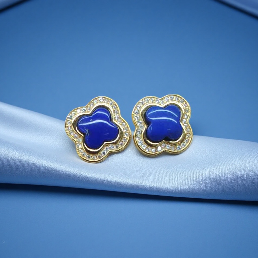 饰品耳钉银加青金石时尚女款系列产品图