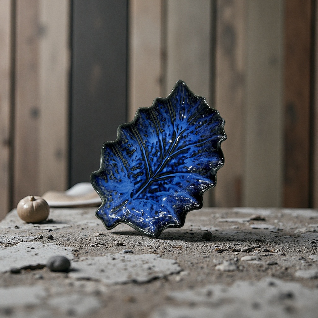 European-style retro kiln-changed glaze starry sky blue irregularly shaped ceramic plate for hotel and restaurant use details Picture