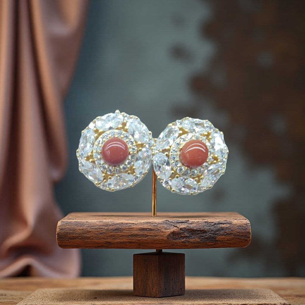 银加南红耳钉细节图