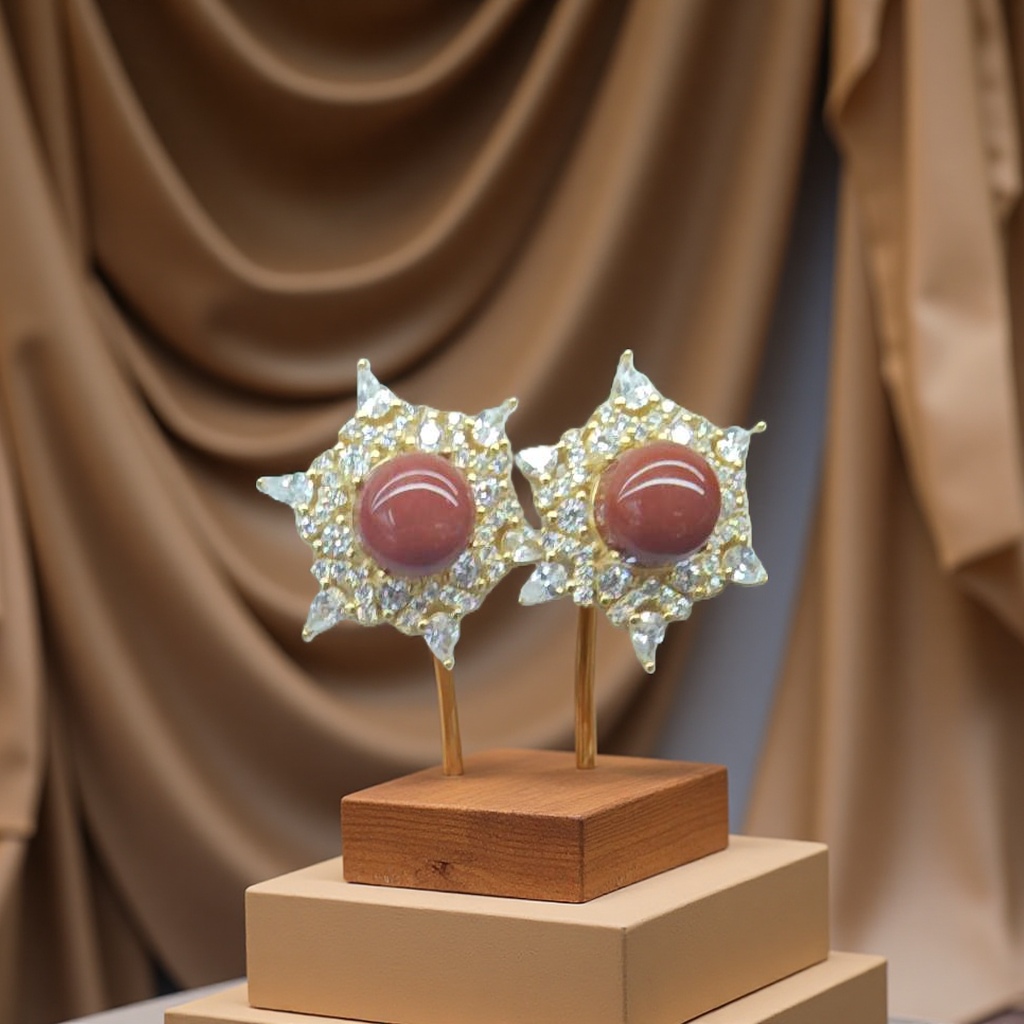 时尚耳钉银加南红产品图