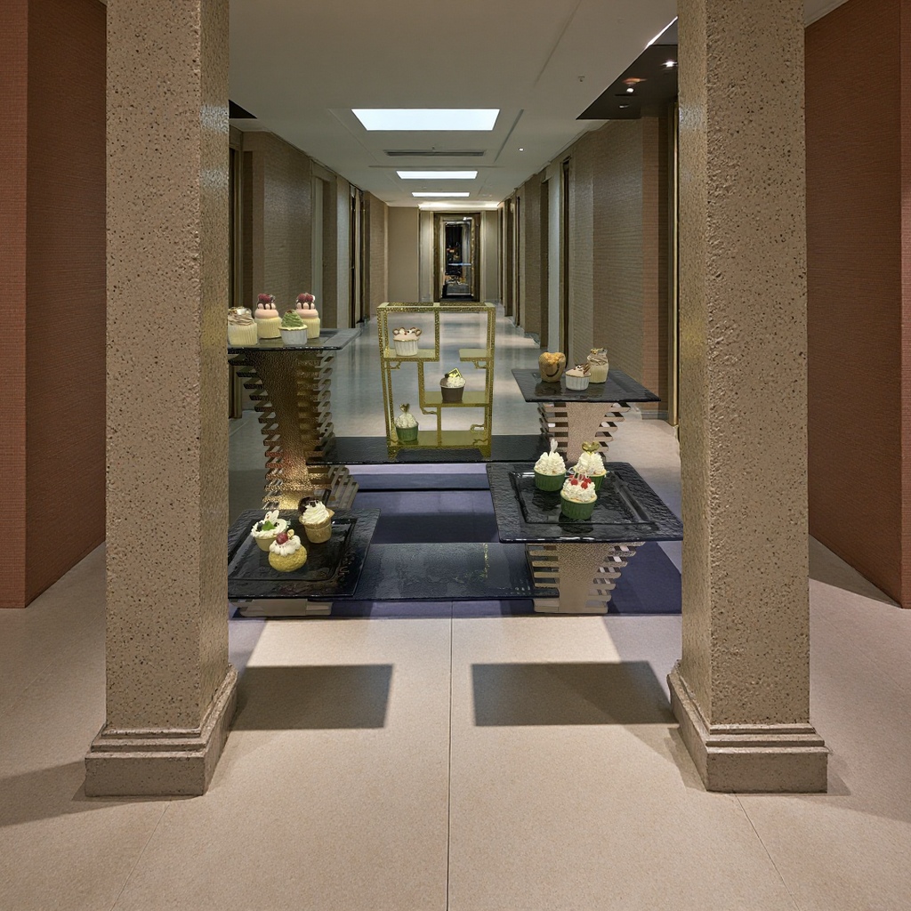 2026年新款高档酒店自助餐摆件点心架蛋糕架不锈钢水果盘冷餐宴会甜品台展示架