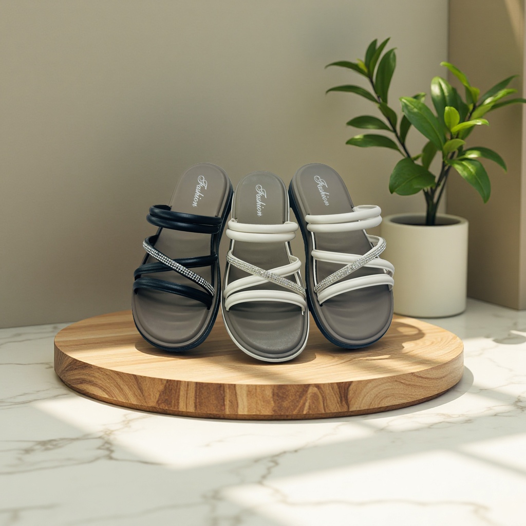 Ladies can wear water diamond flip-flops outside in summer, which are fashionable, versatile, anti-slip and have soft soles