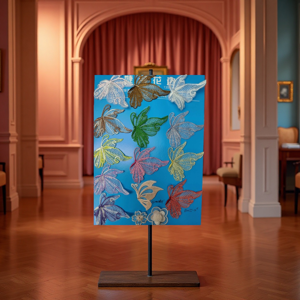 多彩刺绣蝴蝶细节图