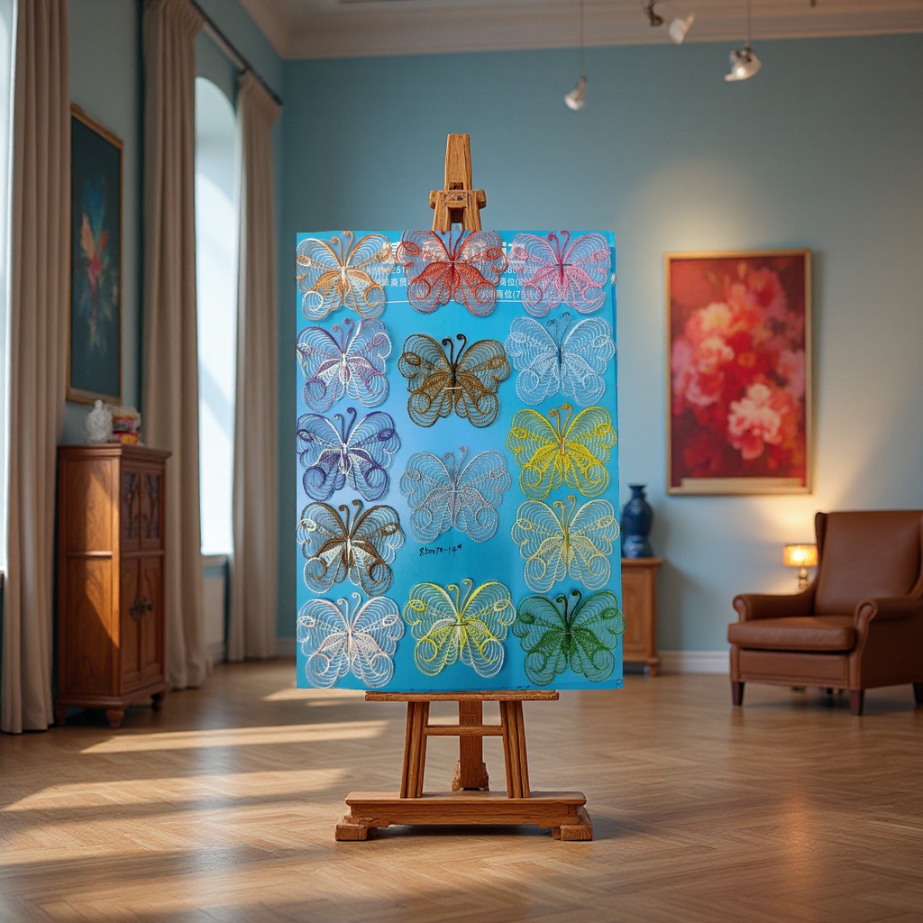 多彩刺绣蝴蝶细节图