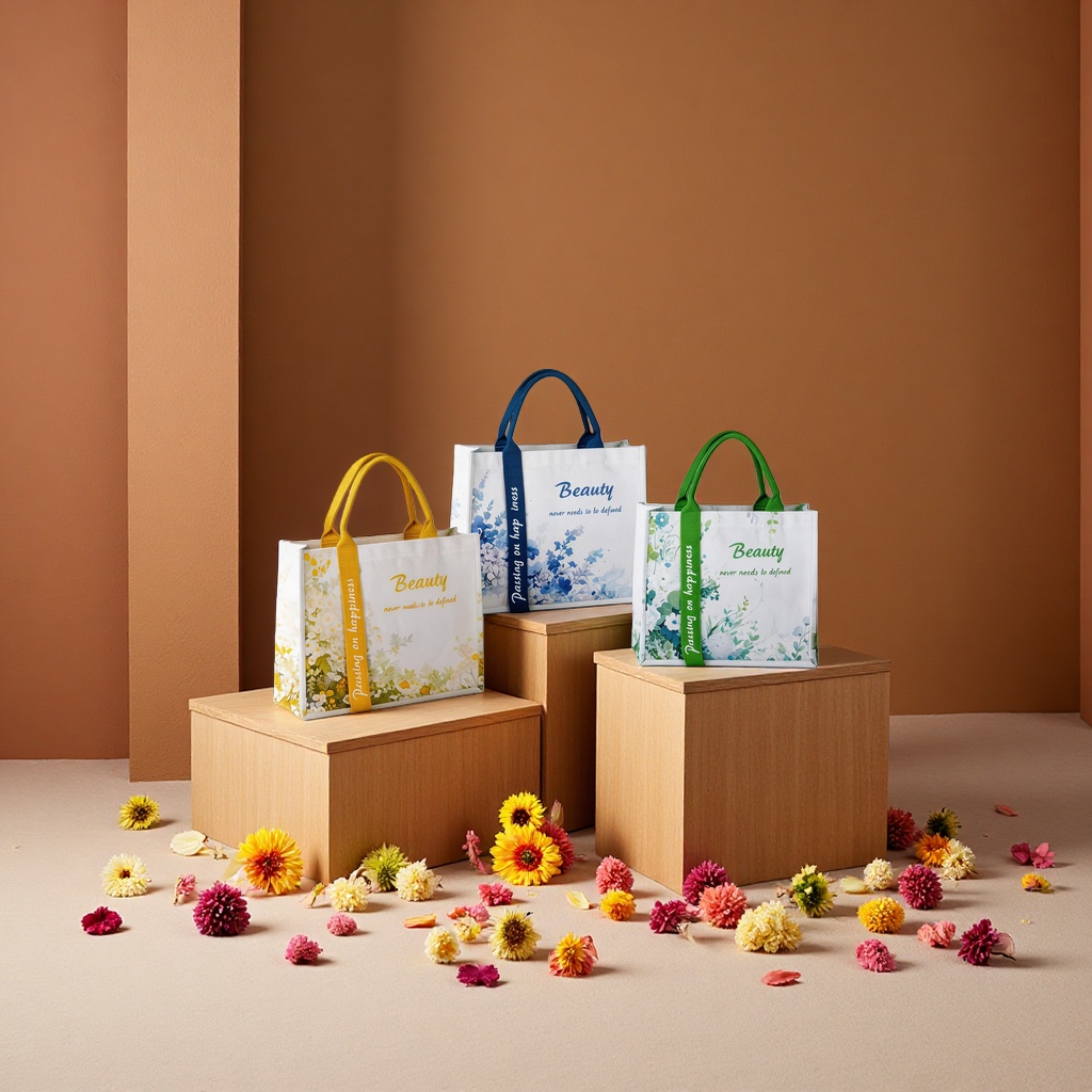 Customized ribbon canvas bags, three-dimensional laminated thickened tote bags with pattern printing and logo as souvenirs, urgent customization
