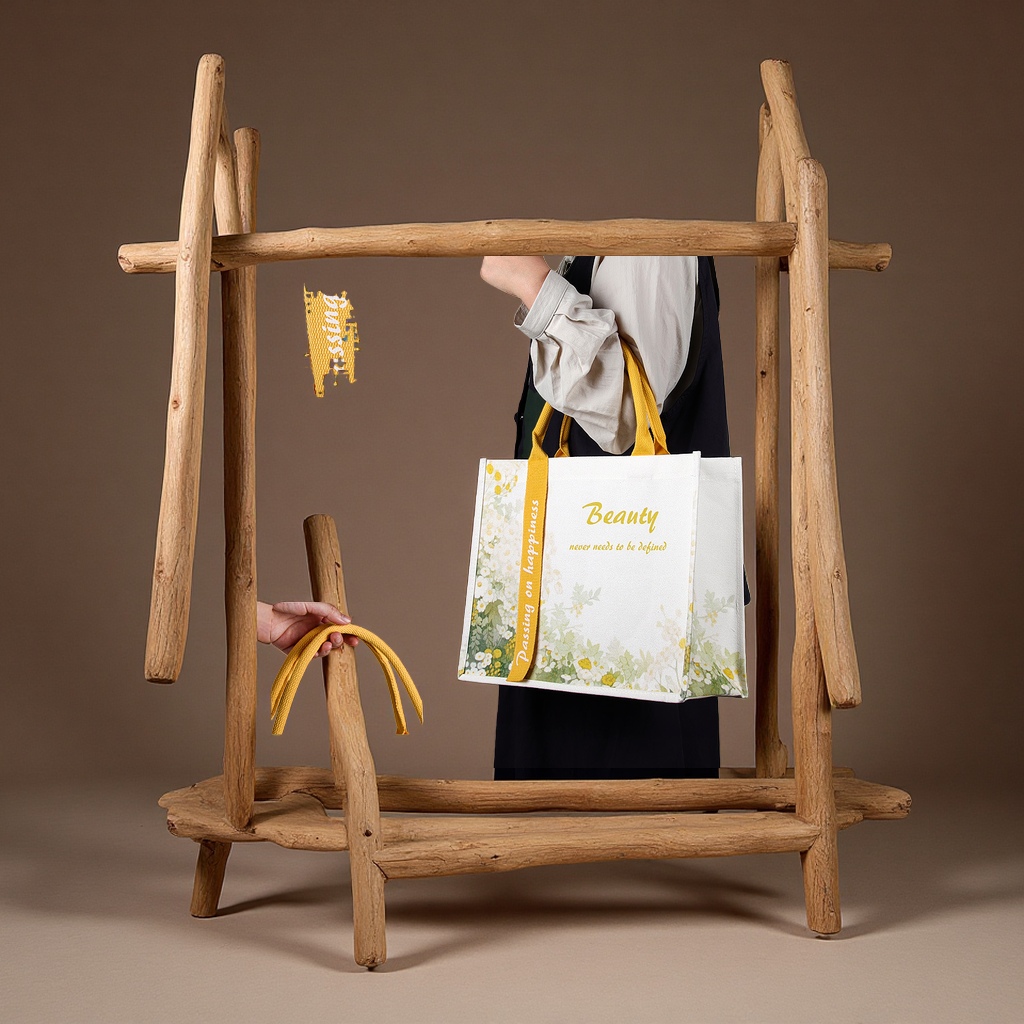 Customized ribbon canvas bags, three-dimensional laminated thickened tote bags with pattern printing and logo as souvenirs, urgent customization Specification image